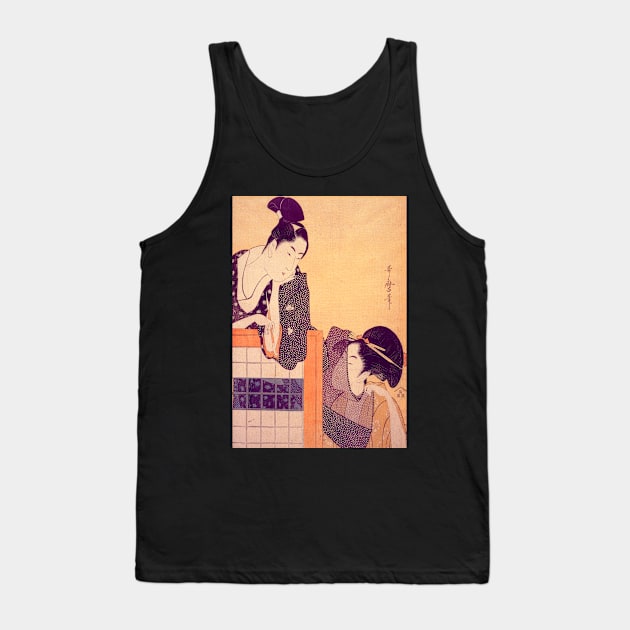 "Couple with a Standing Screen" by Kitagawa Utamaro I (1797) TECHNICOLOR REMASTERED Tank Top by FineArtMaster